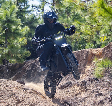 Ride the VIPCOO H3 electric dirt bike outside