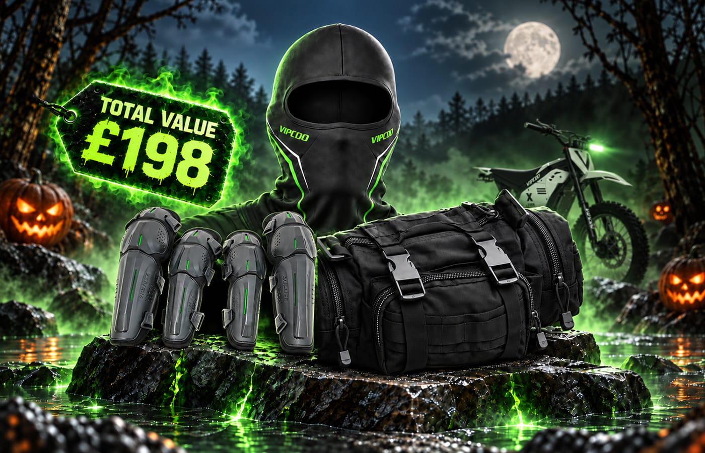 Three free H2 gifts: protective gear, riding mask and dirt-bike bag