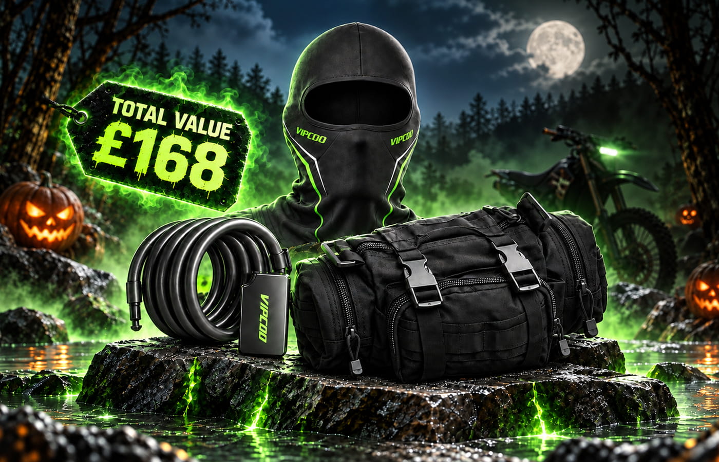 Three free H3 gifts: riding mask, fingerprint lock and dirt-bike bag