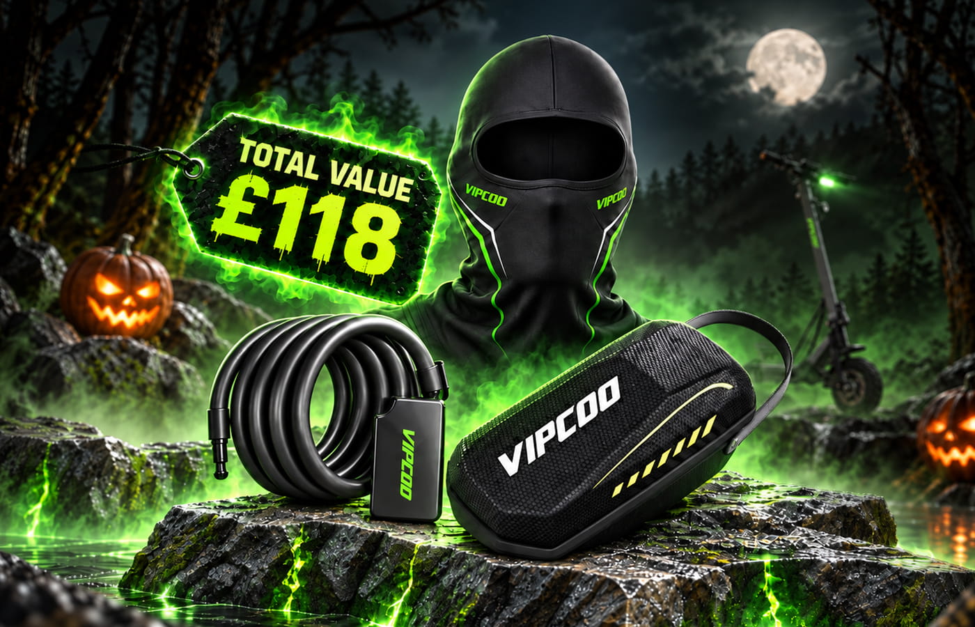 Three free VS9 gifts: riding mask, fingerprint lock and scooter bag