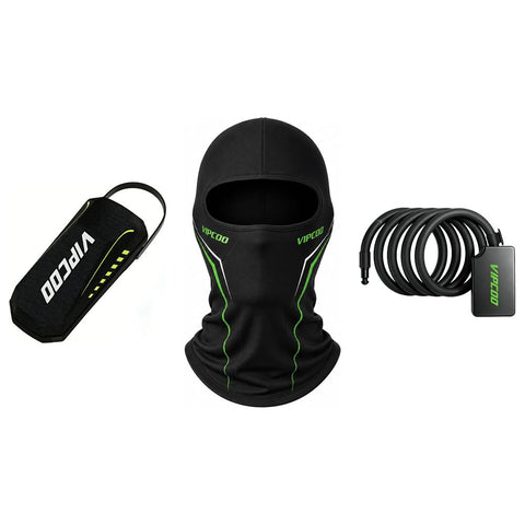 VIPCOO Motorcycle Balaclava, Fingerprint Lock, and Scooter Bag Combo